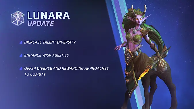 Lunara gets her own Heroes of the Storm rework, not quite as drastic as  Diablo's